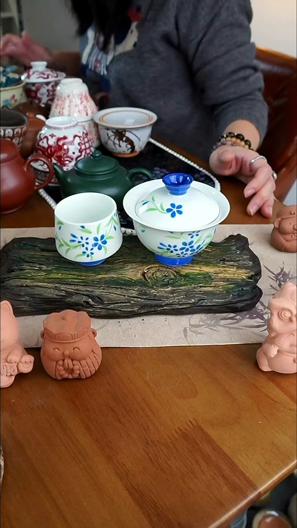 【茶瓷物语】小白花盖碗