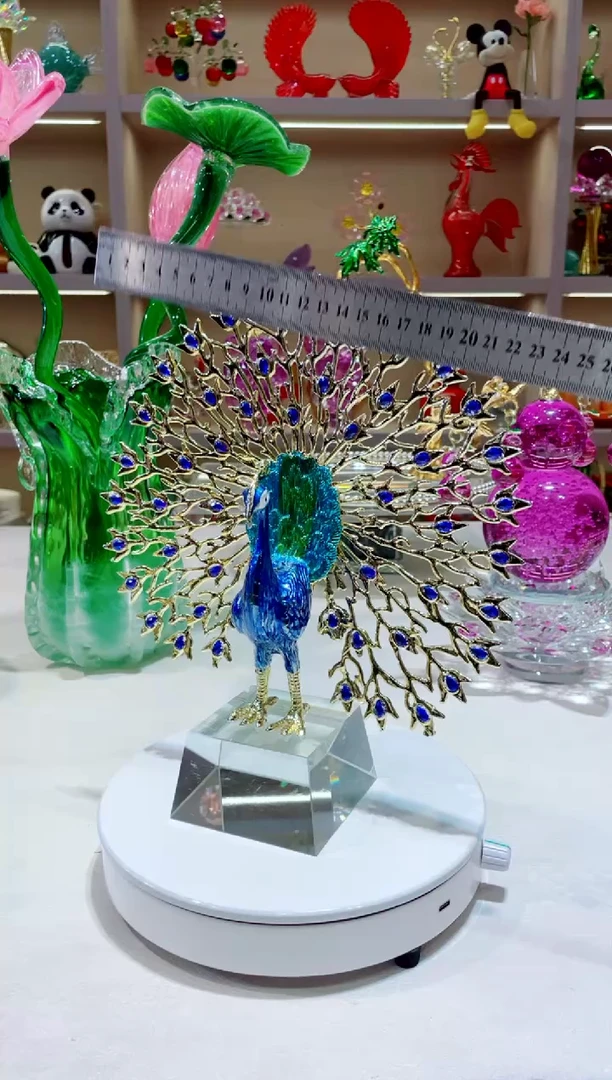 手工艺品琉璃孔雀摆件