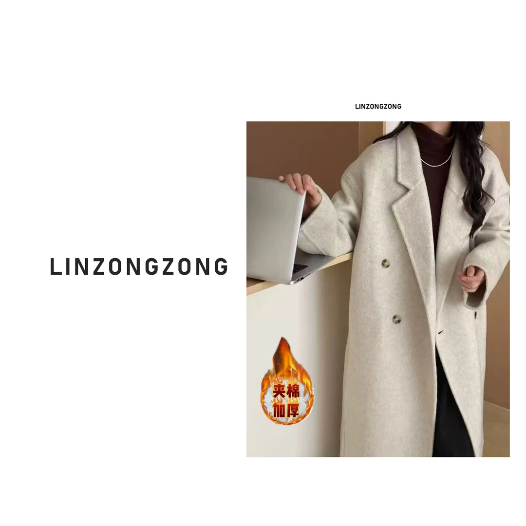 【林总总专属】8133 M夹棉加厚大衣女秋冬季韩系气质外套②