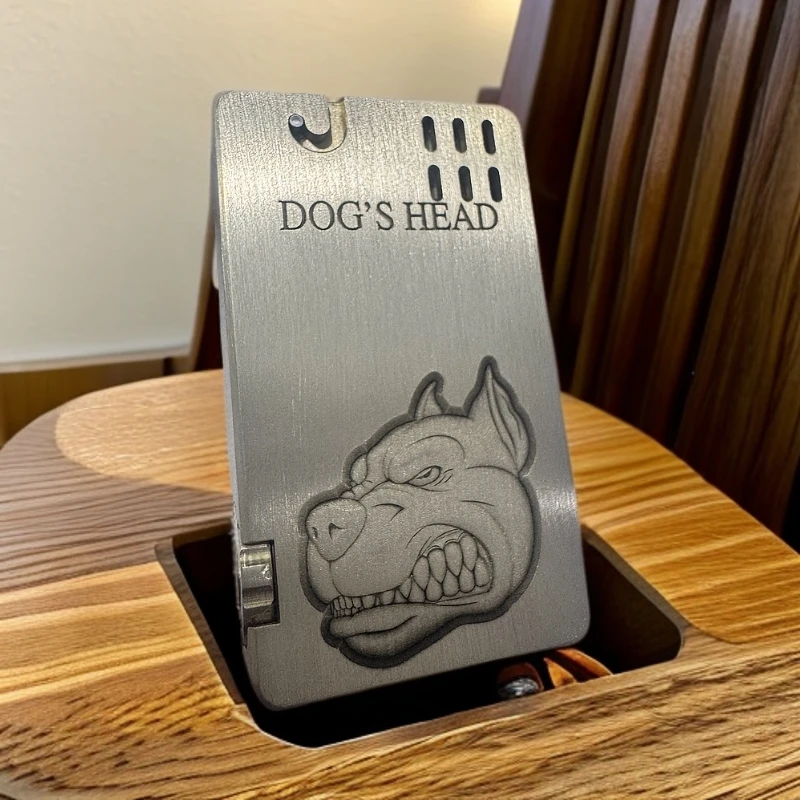 黄铜艾斯普里浮雕狗头弹射半自动点火煤油打火机防风便携男女礼品