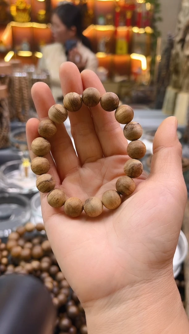 沉香手串越南惠安天然野圆珠单圈