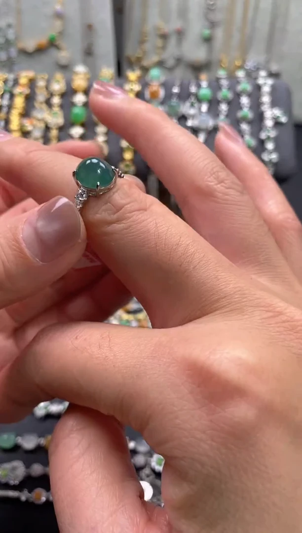 【闪购商品】翡翠戒指银S925镶嵌1111111111     5