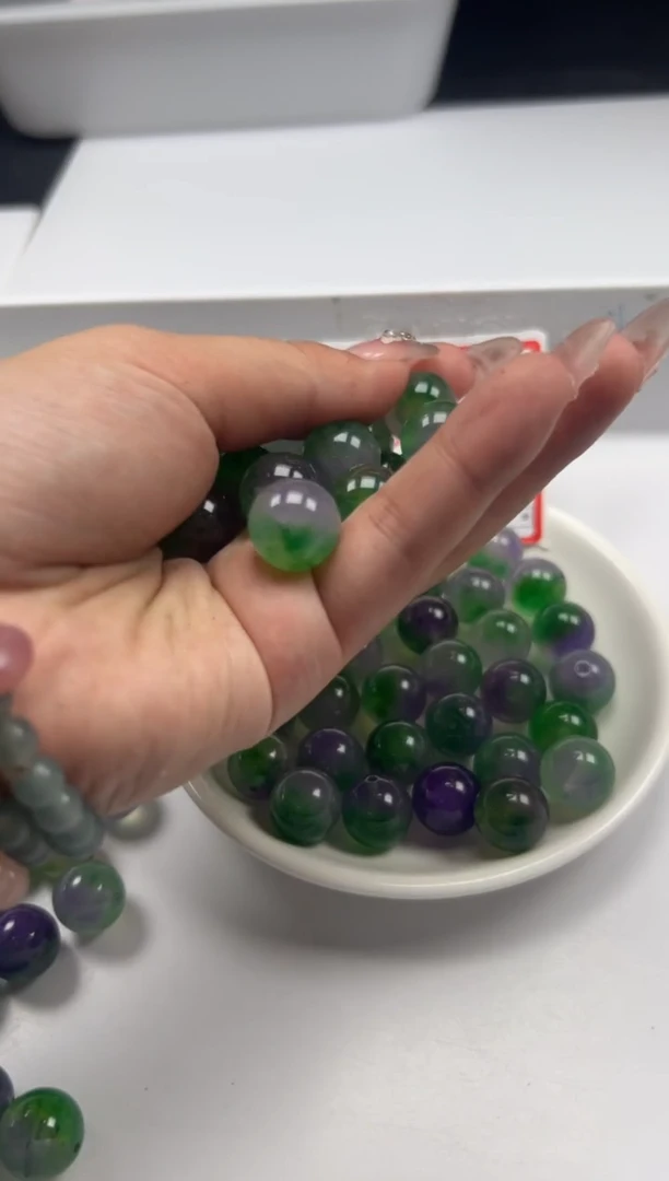 玛瑙/玉髓颈饰未镶嵌w465冰紫葡萄14mm*6