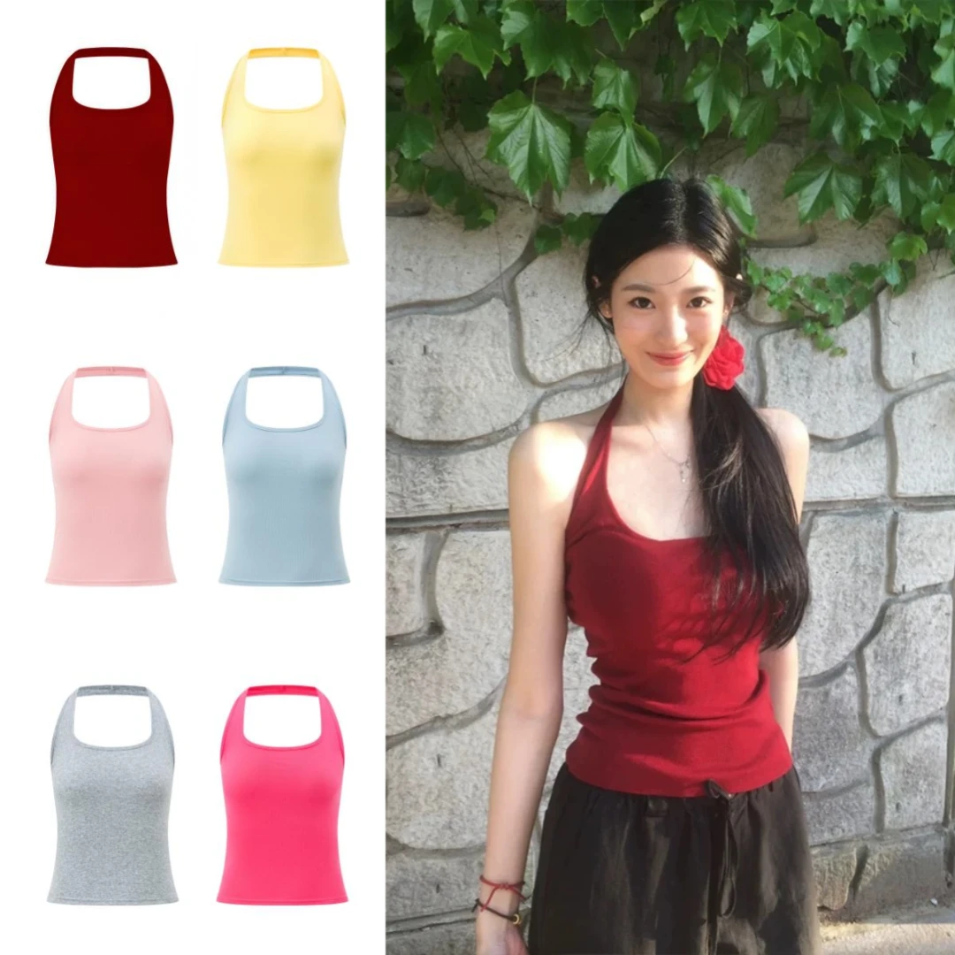9色入!复古小吊带女夏季设计感小众外穿背心纯欲风挂脖上衣高级感