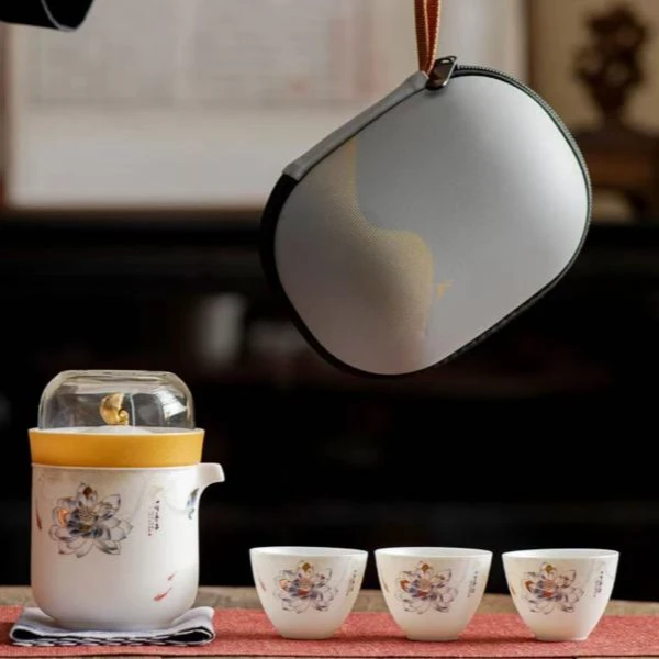 羊脂玉素烧荷韵连连四杯B0275