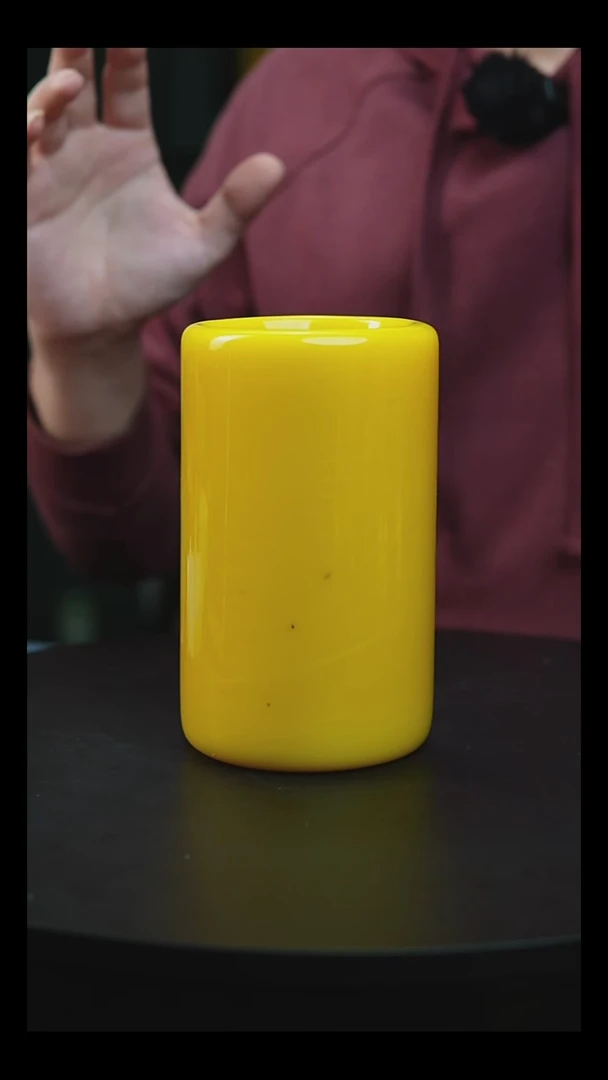 手工艺品琉璃纯手工琉璃笔筒鸡油黄热塑摆件（可定制雕刻）