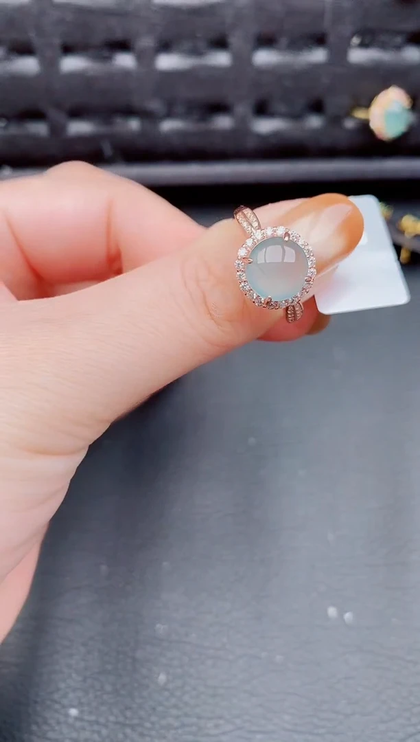【闪购商品】翡翠戒指银S925镶嵌天然a货翡翠455