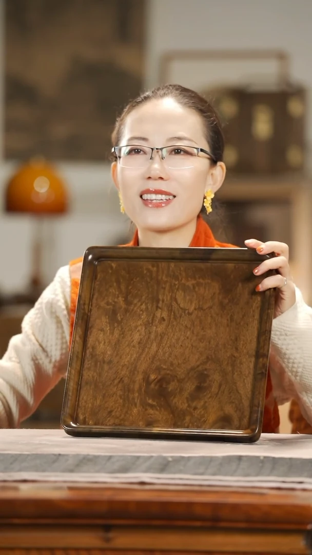 【闪购商品】金丝楠木雕519文承盘