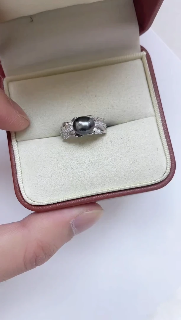 银S925镶嵌海水珍珠戒指海水珍珠戒指