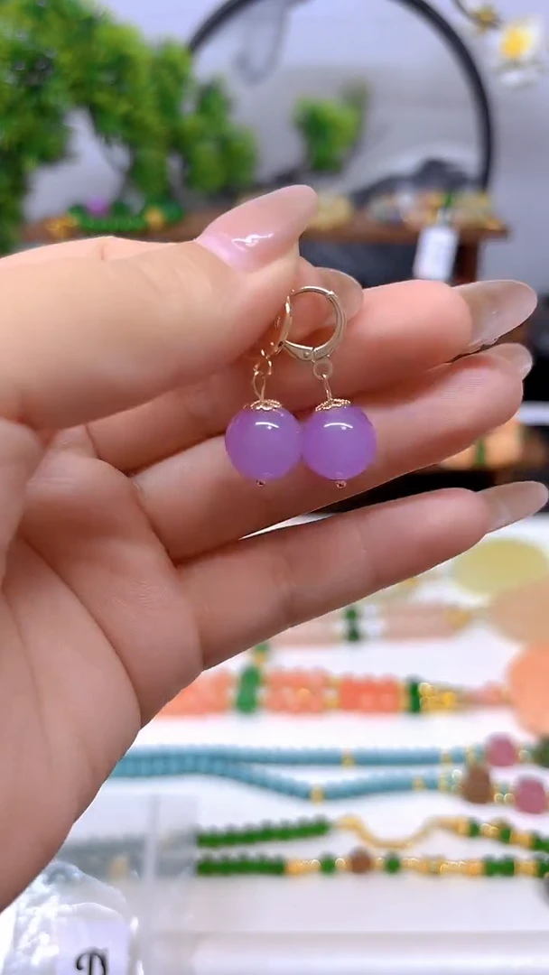 翡翠14K金镶嵌耳饰E796