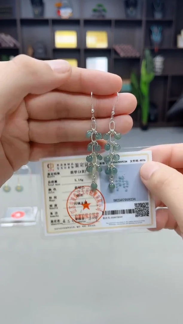 银S925镶嵌翡翠耳饰911000