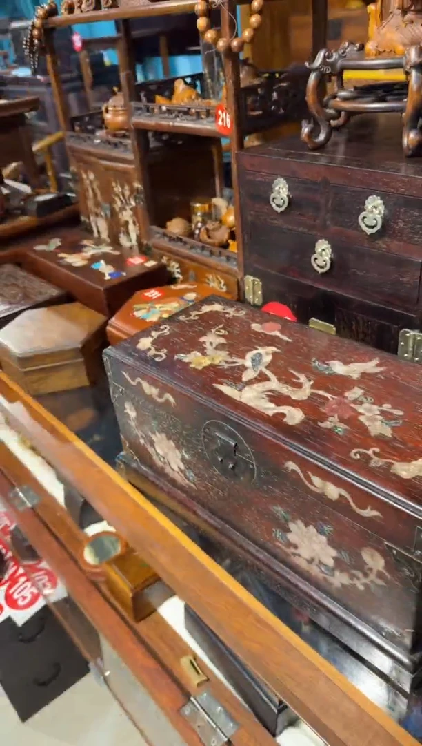 木40紫檀树鸟翻盖箱428.8