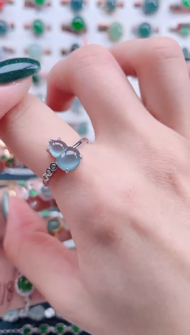 银S925镶嵌戒指翡翠天然翡翠