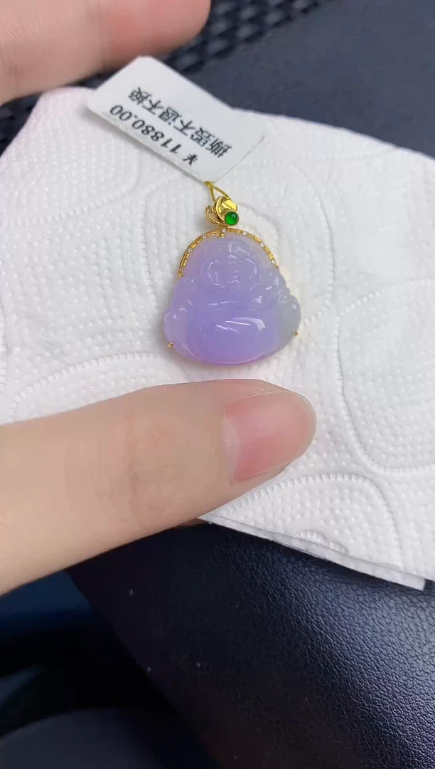 颈饰18K金镶嵌翡翠天然翡翠缅甸A货