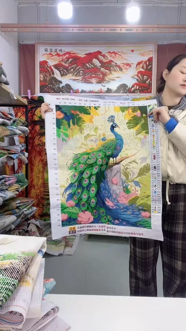 棉小孔雀 十字绣