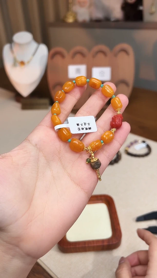 手链琥珀未镶嵌梦*角多样性发一孤品