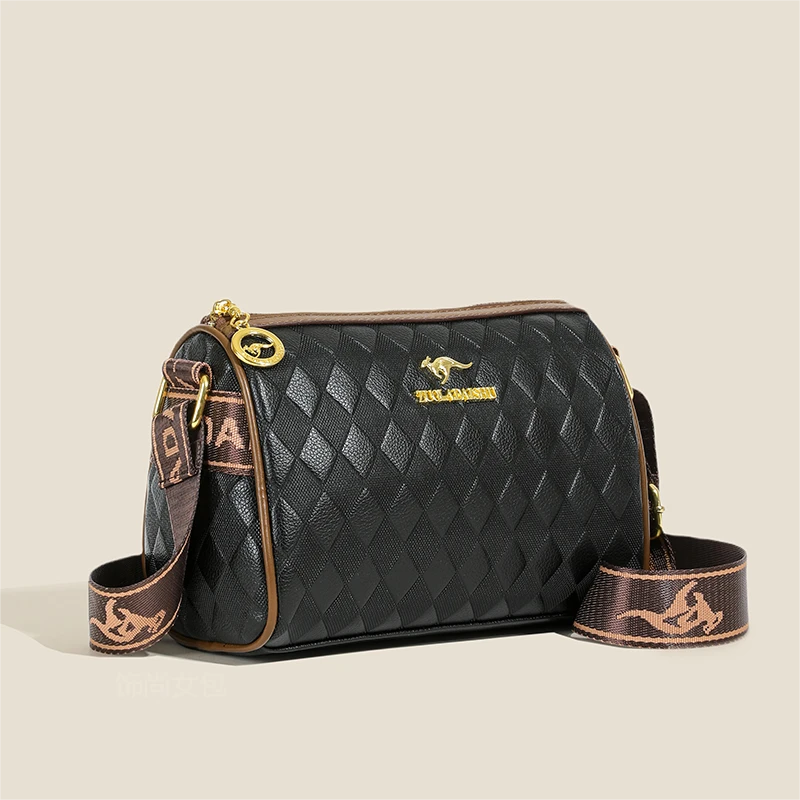 轻奢时尚百搭女士印花单肩枕头包肩包波士顿斜跨菱格圆筒夏季袋鼠