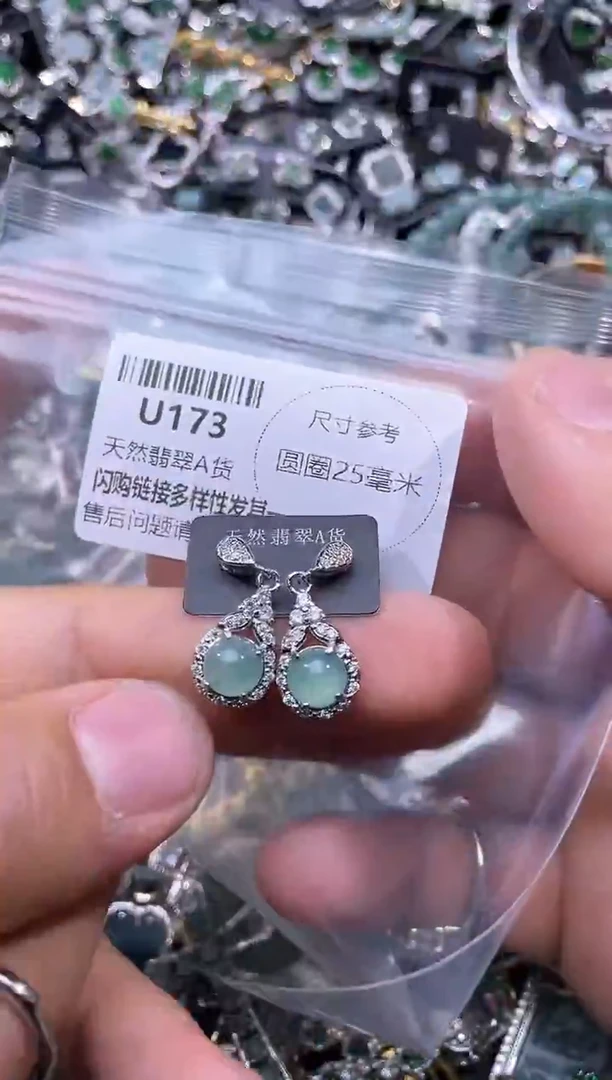 【闪购商品】翡翠颈饰未镶嵌U173耳钉