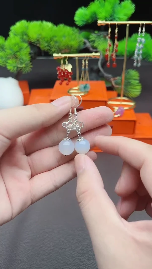 玛瑙/玉髓耳饰银S925镶嵌101