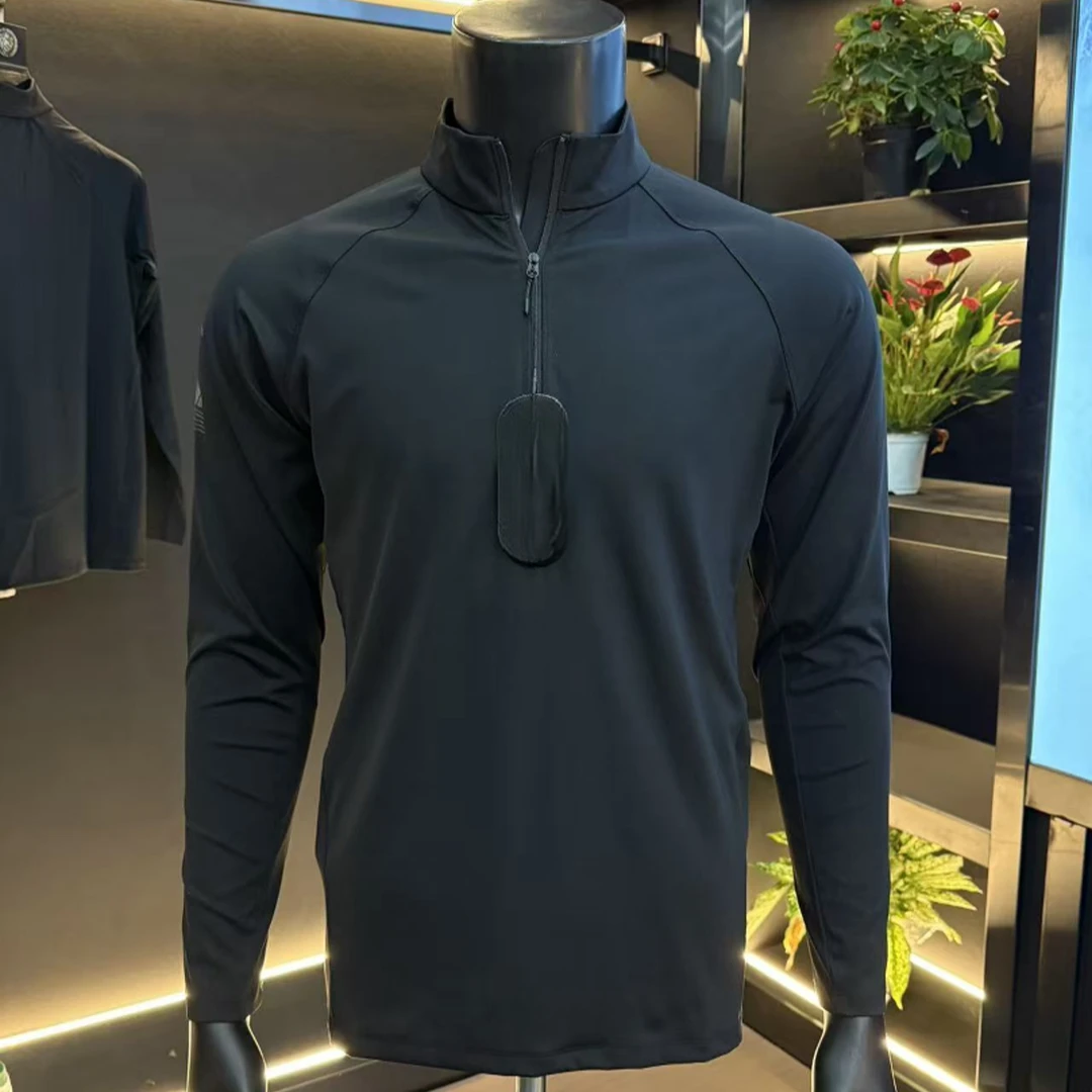 男士加绒运动T恤插肩袖透气秋冬保暖长袖速干免烫
