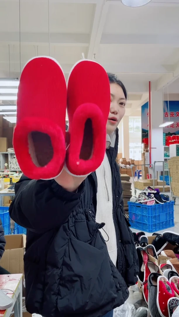 红色毛圈棉鞋38码