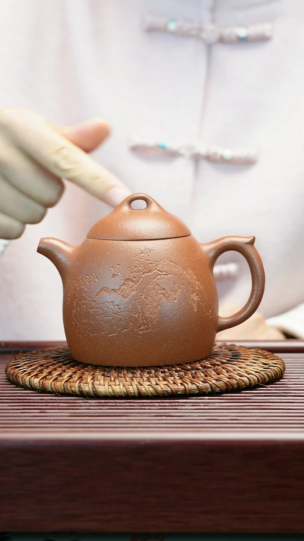 茶壶紫砂原矿红降坡  秦权  280cc