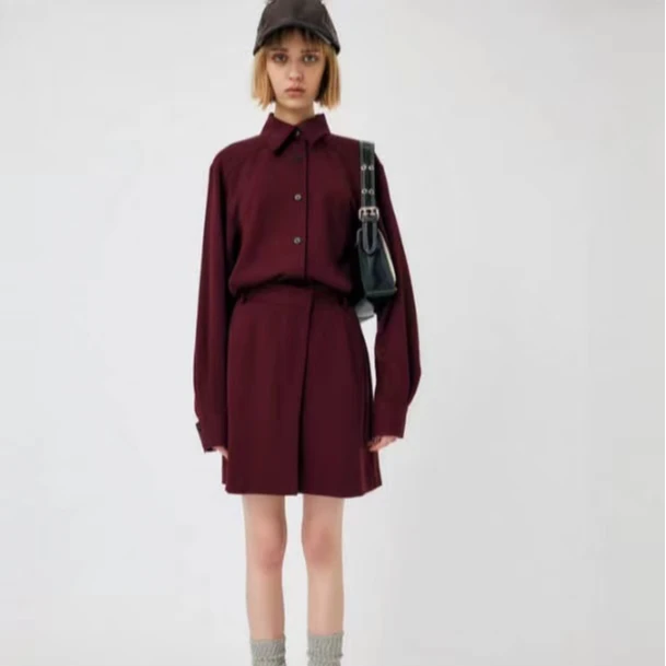 MOUSSY 知识分子气质通勤收腰直筒西装衬衫衣裙女010GAS30-6230