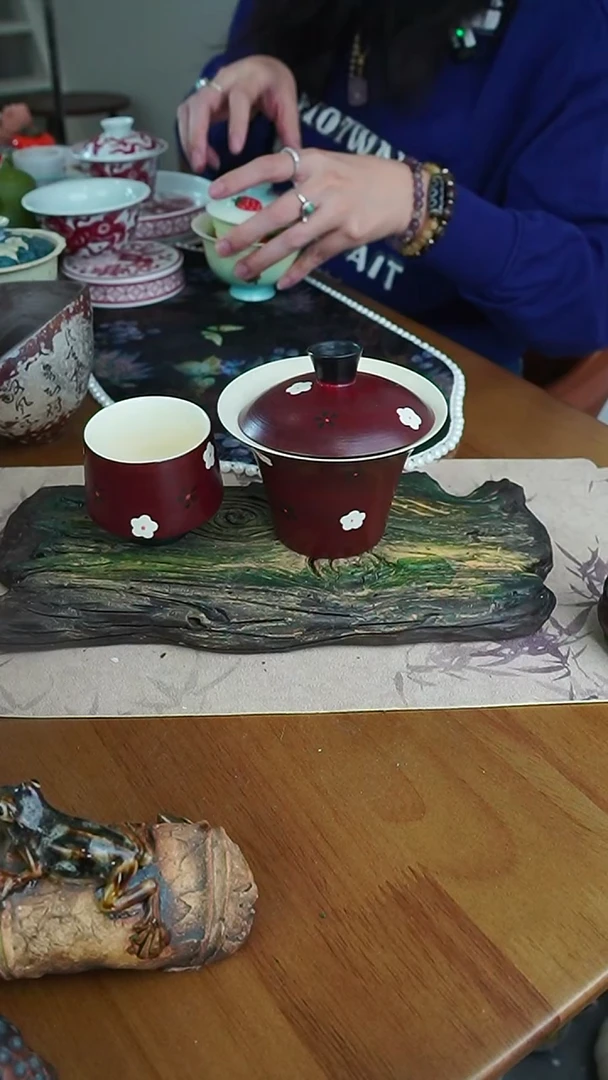 茶瓷物语山楂红盖碗