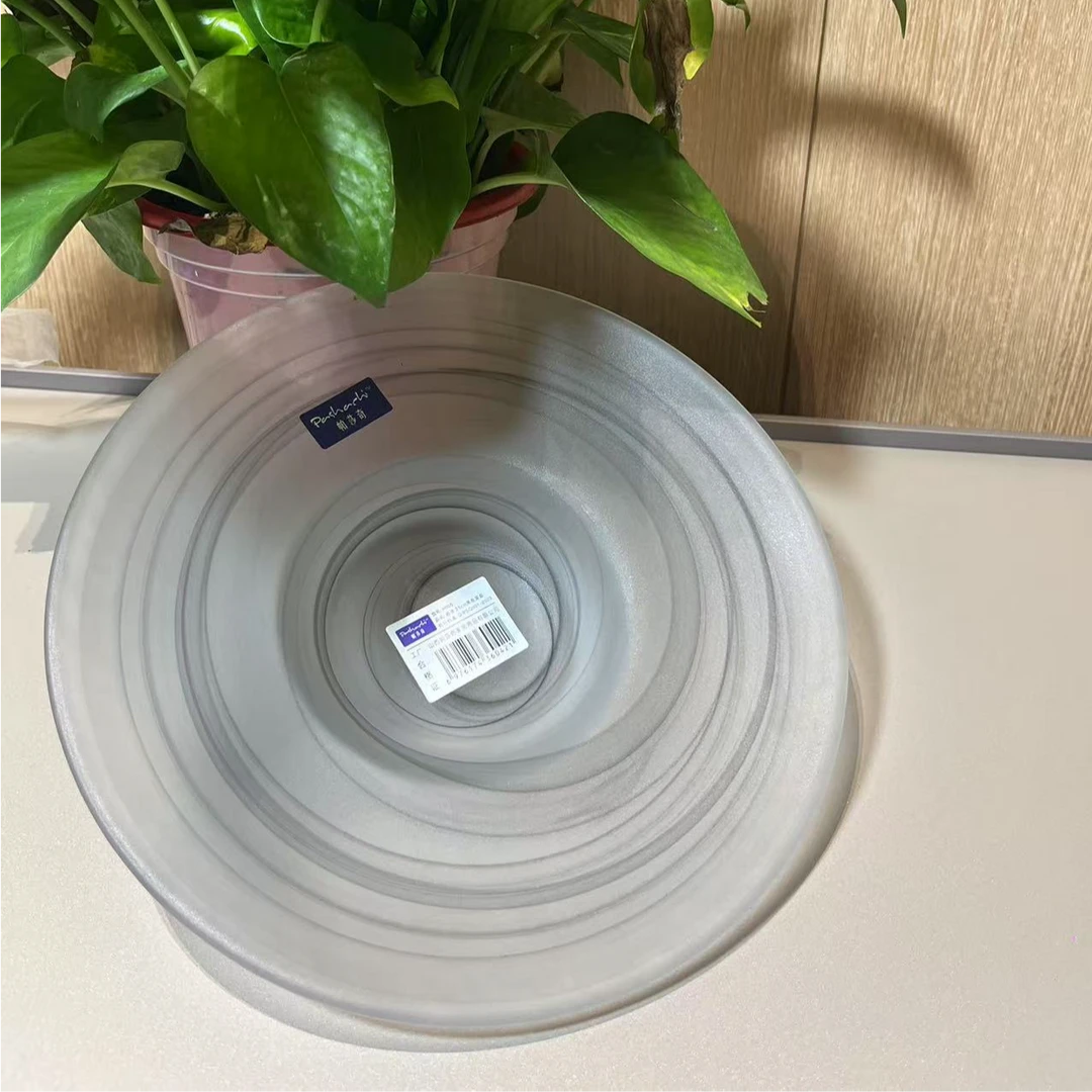 玻璃圆形浅盘简约大方花纹家用(直径24.5cm高5cm)