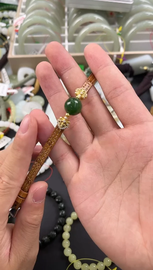 手串未镶嵌和田玉和田碧玉手链卡12 微色差