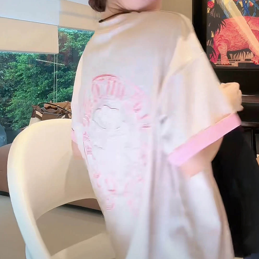 设计感潮牌美式圆领高档轻奢半袖T恤女2025夏季新款百搭宽松上衣