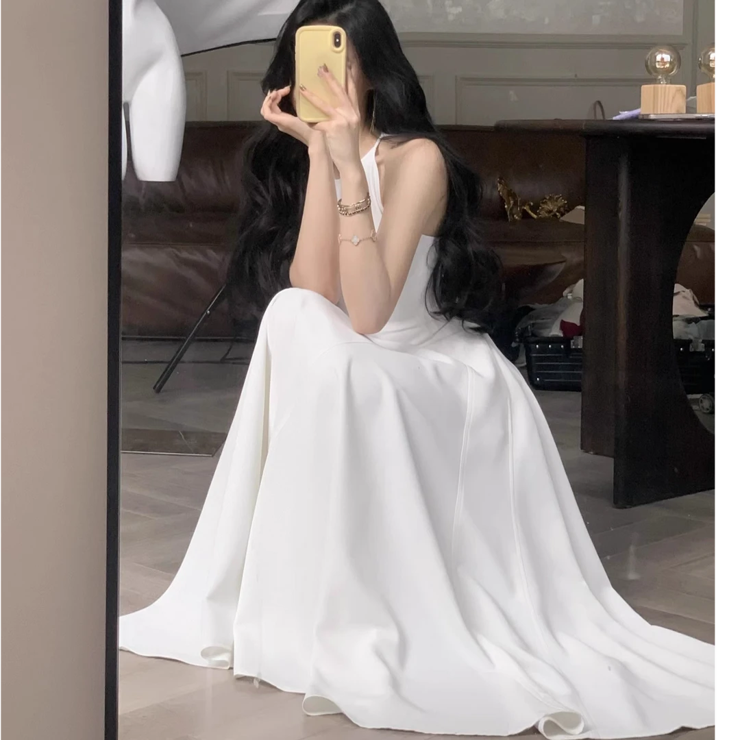 【繁花-京洛佳人】小说女主 清冷感掐腰显瘦中长连衣裙超大摆a字裙