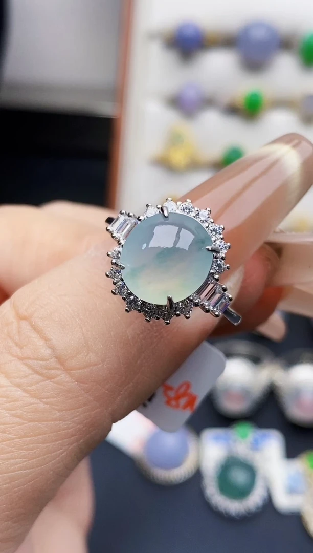 银S925镶嵌戒指翡翠3363