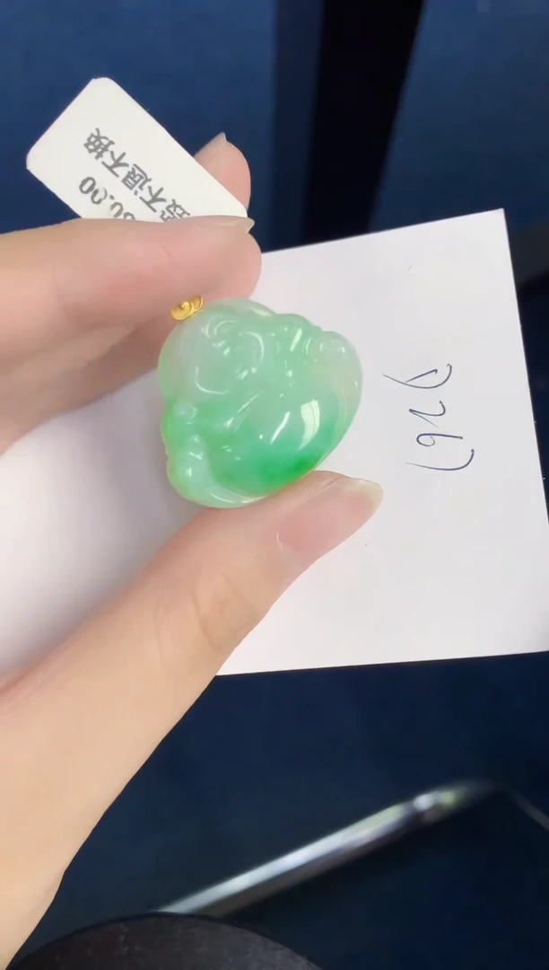 翡翠18K金镶嵌颈饰天然翡翠緬甸A貨
