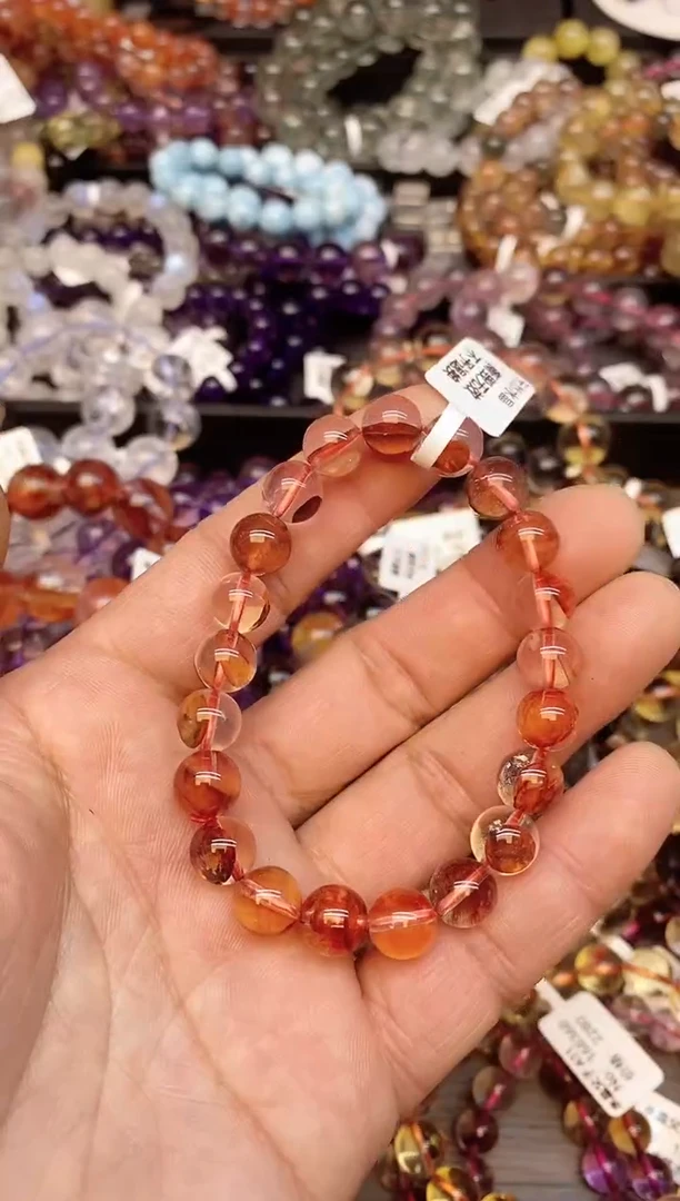 【闪购商品】水晶手链未镶嵌b81 红娇花9mm