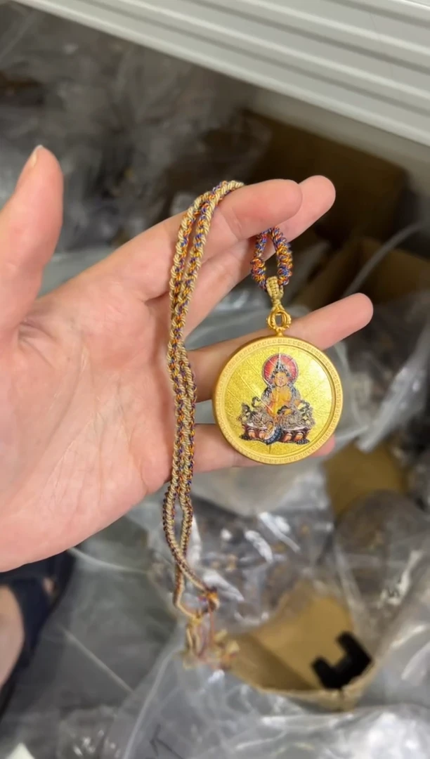 吊坠黄财神圆牌唐卡吊坠[3188]