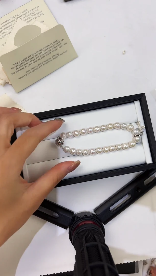 银S925镶嵌手链淡水珍珠银款淡水珍珠手链