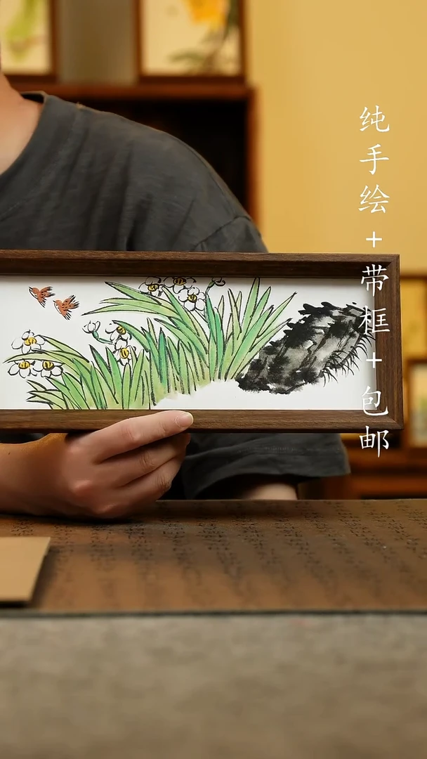 国画12.5*31.5原创纯手绘国风国画