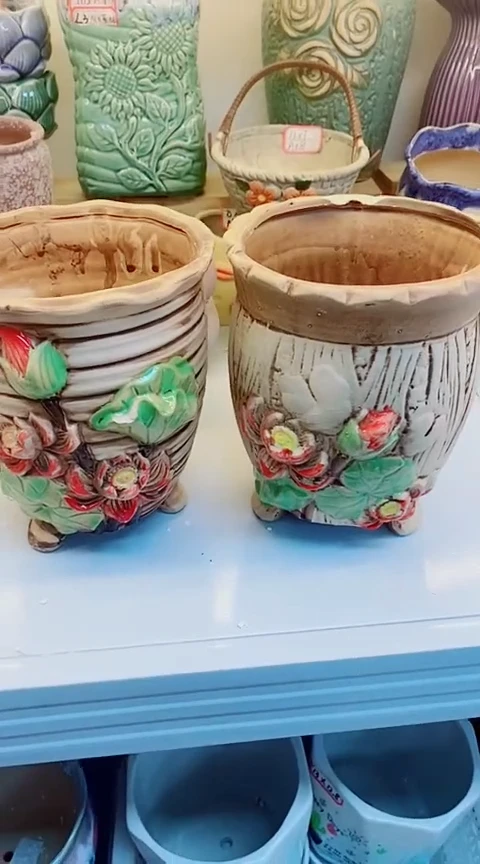 【闪购商品】陶瓷@@515唯美荷花盆2件套