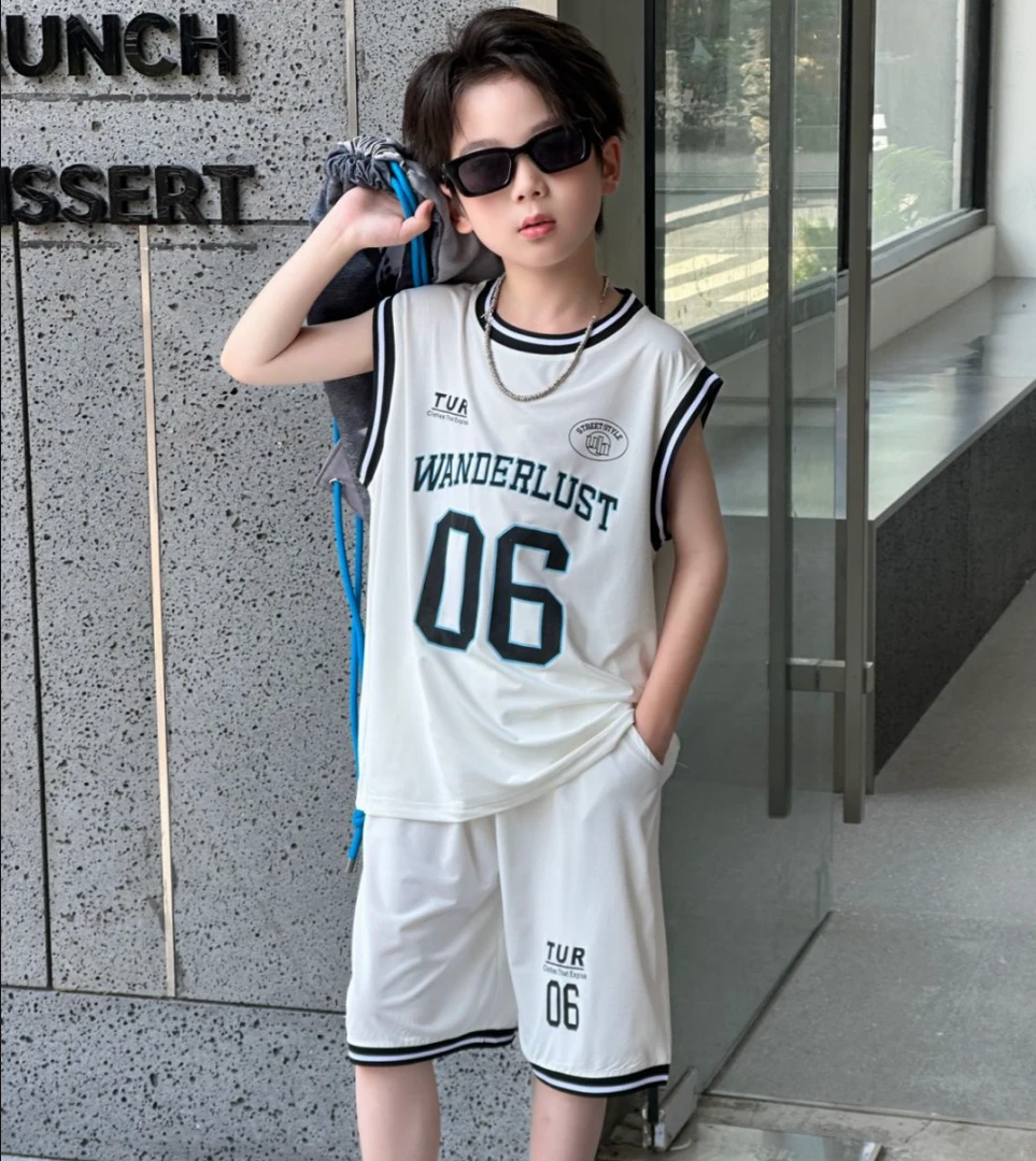 男童套装儿童篮球服夏季户外两件套无袖透气速干背心套