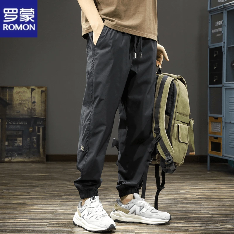 罗蒙高端胖子2025冲锋男士休闲裤宽松大码速干运动长裤秋冬束脚裤