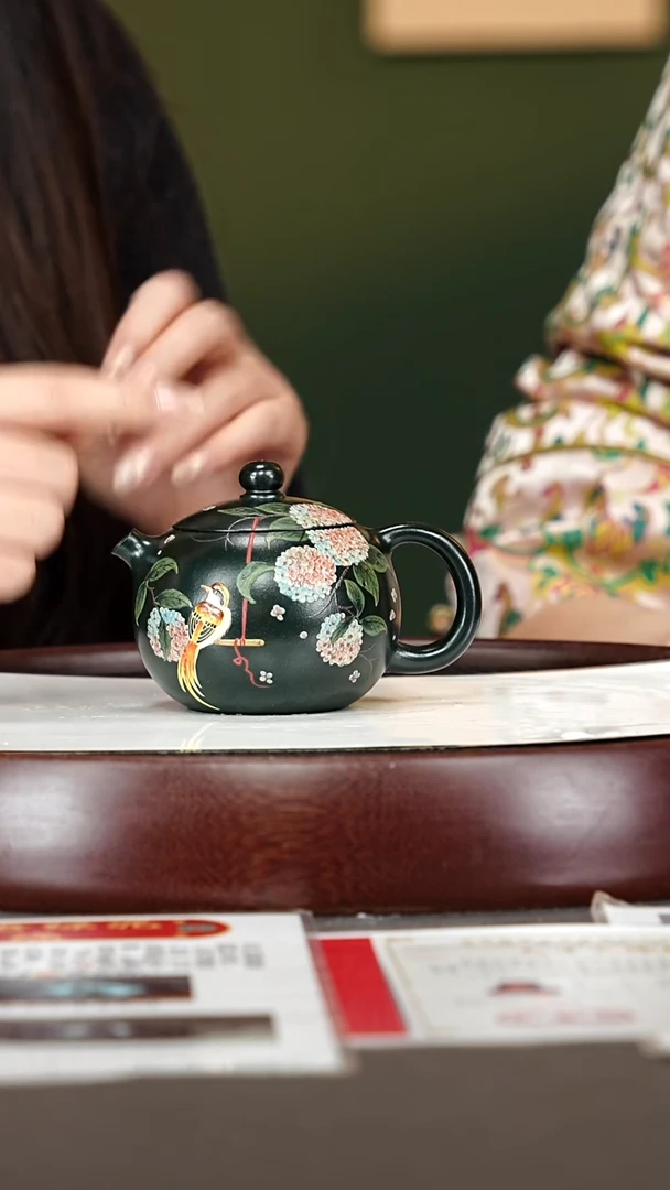 茶壶紫砂38杨建英 绣球西施 绿泥柴烧200cc