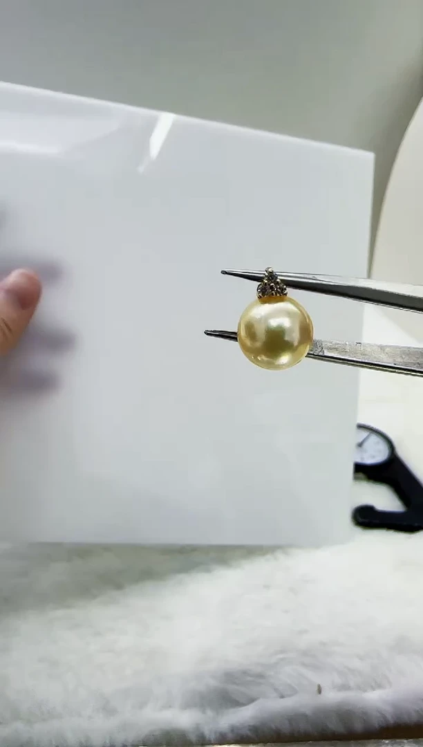 18K金镶嵌海水珍珠DA 羽皇金吊坠9-10 A637