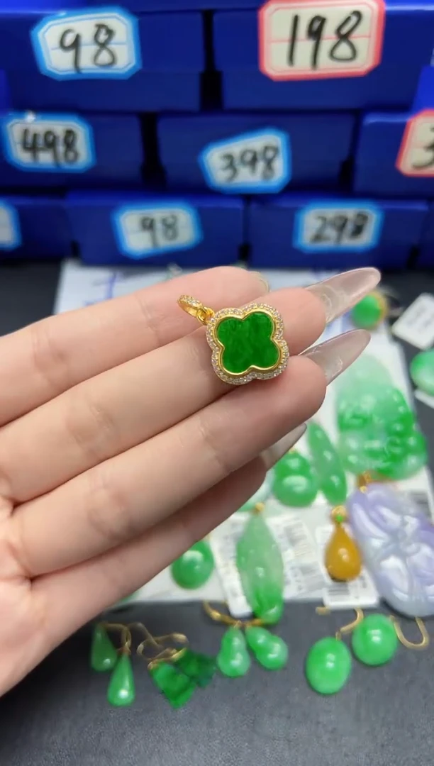 【闪购商品】翡翠颈饰银S925镶嵌Y缅料A货/支持复检/一件