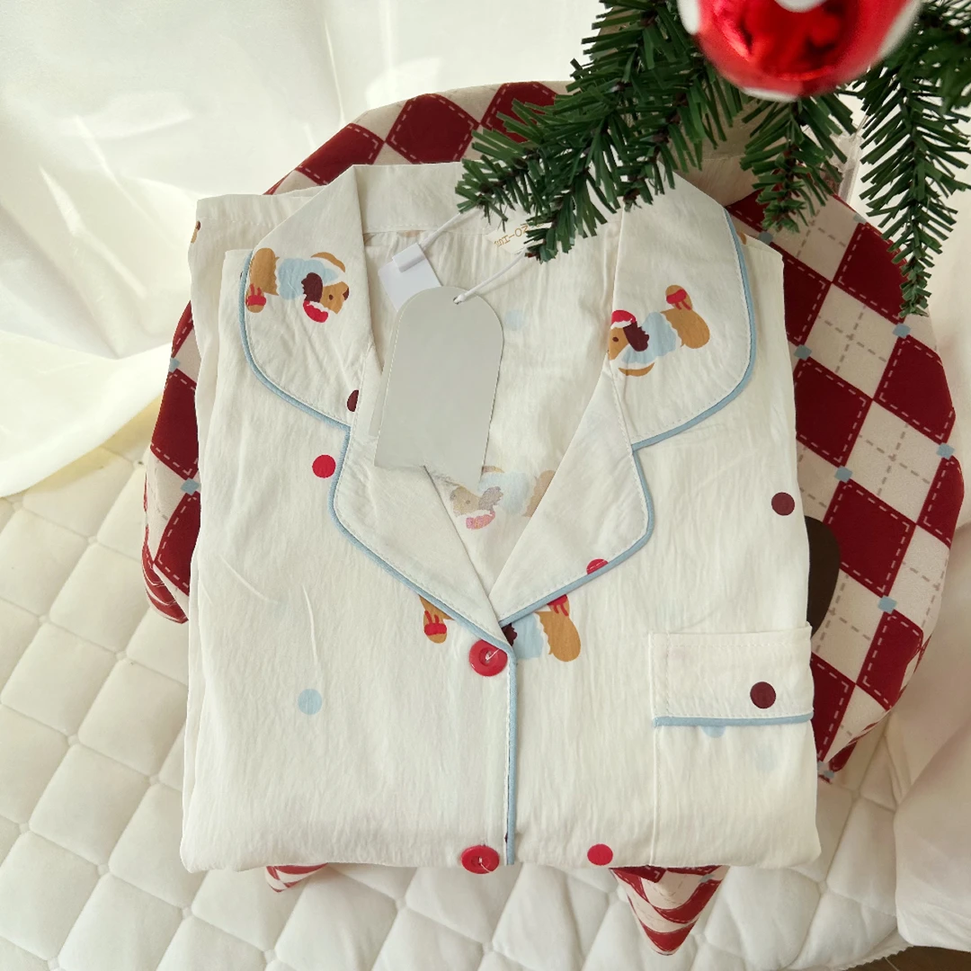 【新春限定款】春季奶呼呼腊肠犬卡通睡衣女宽松长袖家居服套装