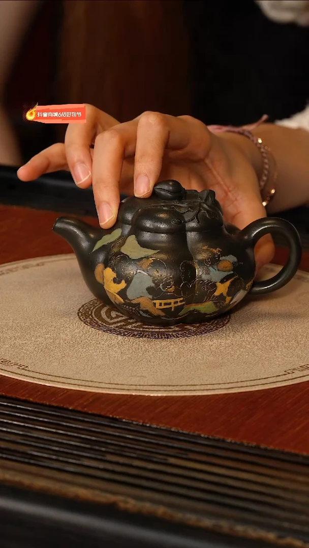 茶壶紫砂宜兴紫砂WJ 古绿泥 上合桃