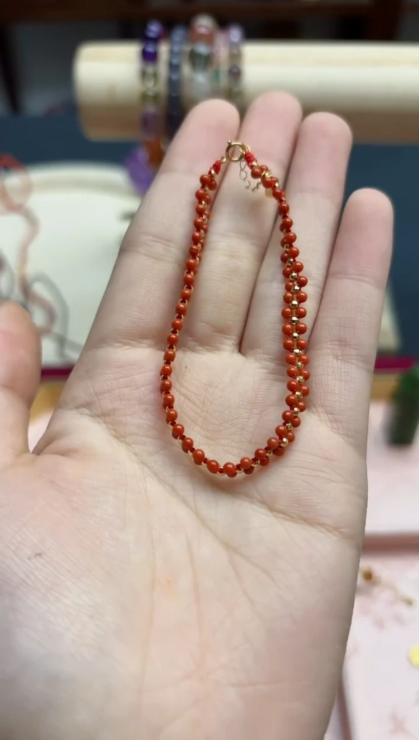 【闪购商品】南红玛瑙手绳18K金镶嵌18k金南红手绳*1 MY