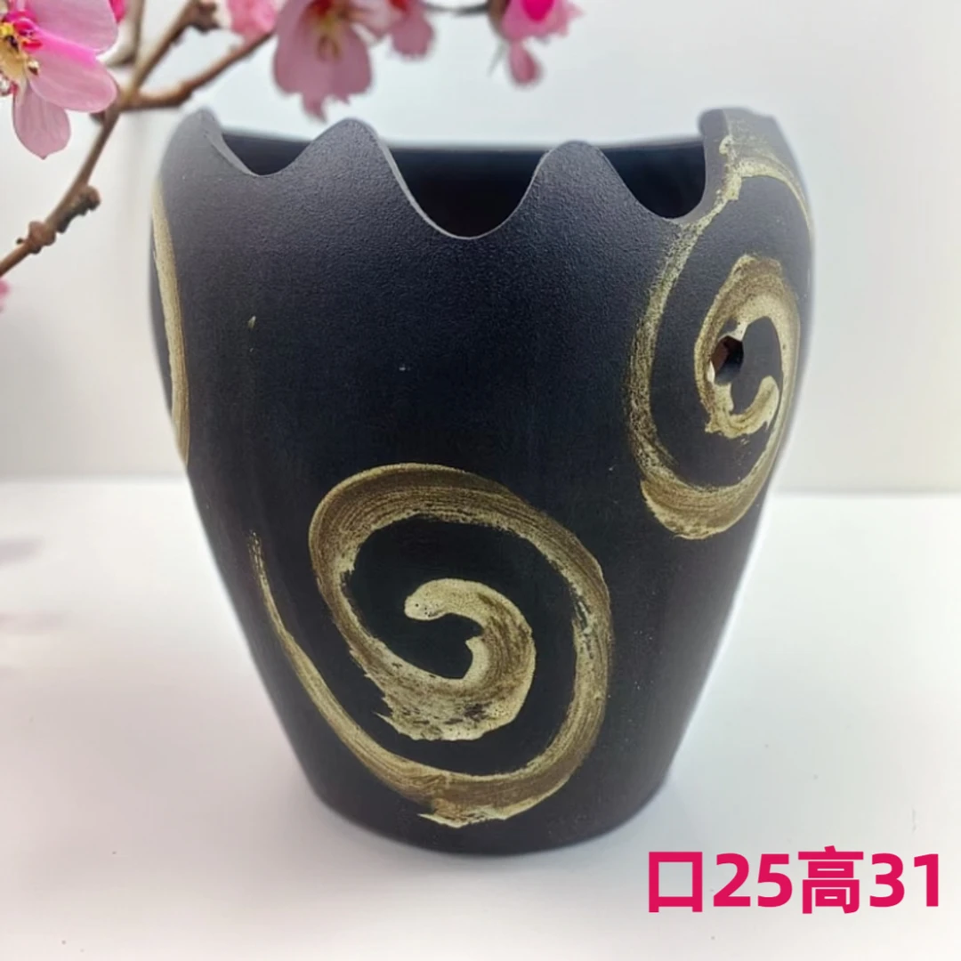 1008复古艺术风泼墨缺口—悬崖老桩飘枝多肉植物花盆粗陶绿植