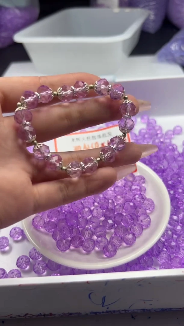 未镶嵌颈饰水晶w1668紫水晶切面算盘10*8m200