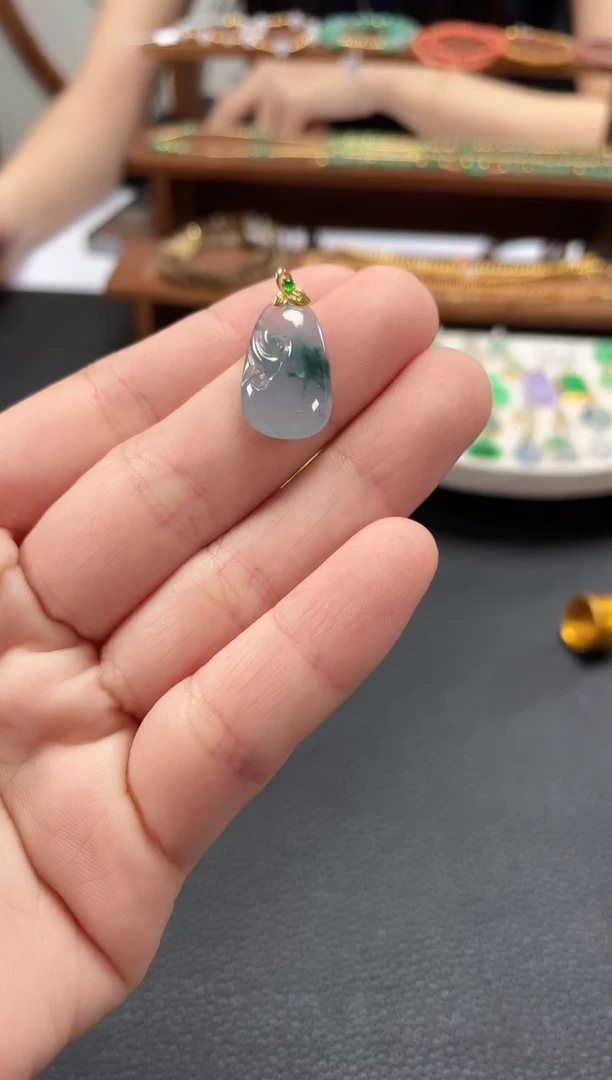 【闪购商品】翡翠吊坠(不含链)18K金镶嵌一个  JK432